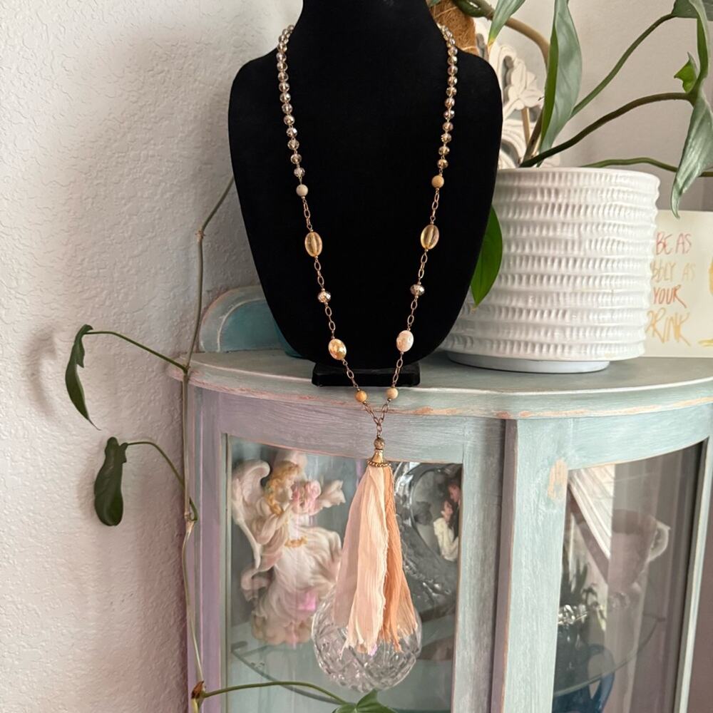 Long Beaded Tassel Necklace